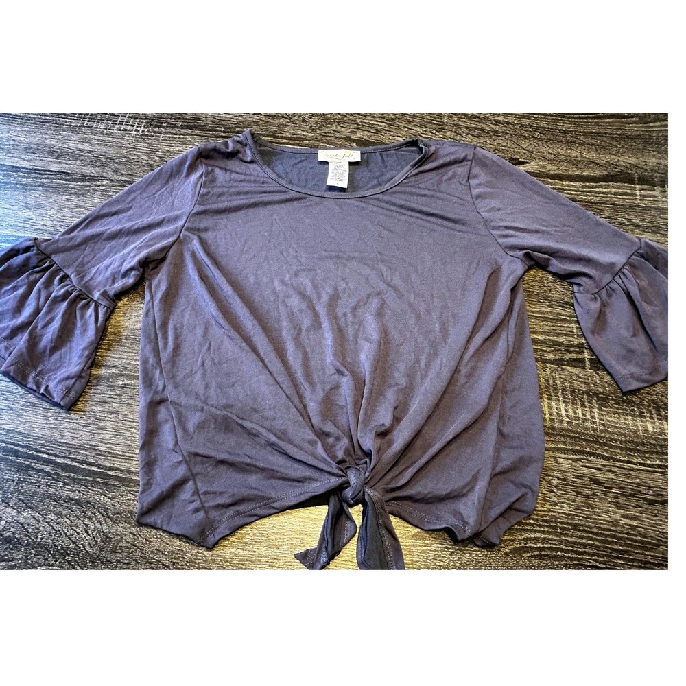 Lavender Field Women's Tie Front Top Bell Sleeve Dusty Purple Size‎ Small